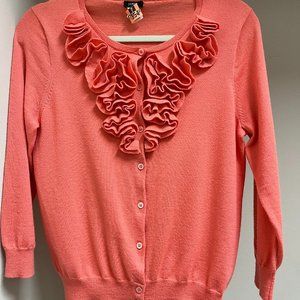 Fun 4 Summer J. Crew Cantaloupe lightweight merino ruffled cardigan size L